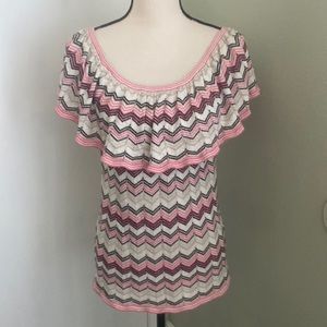 White House Black Market Chevron Knit Blouse